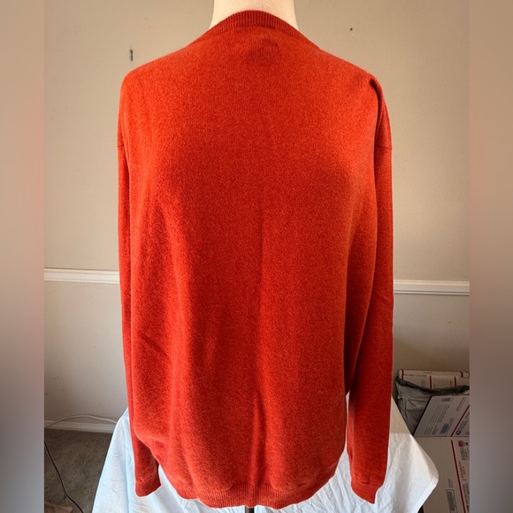 Gorgeous Deep Orange Cashmere V-Neck, Men’s XL. - Picture 7 of 8
